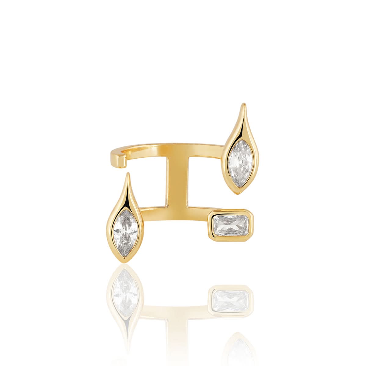 White Druzy Origami Midi Ring